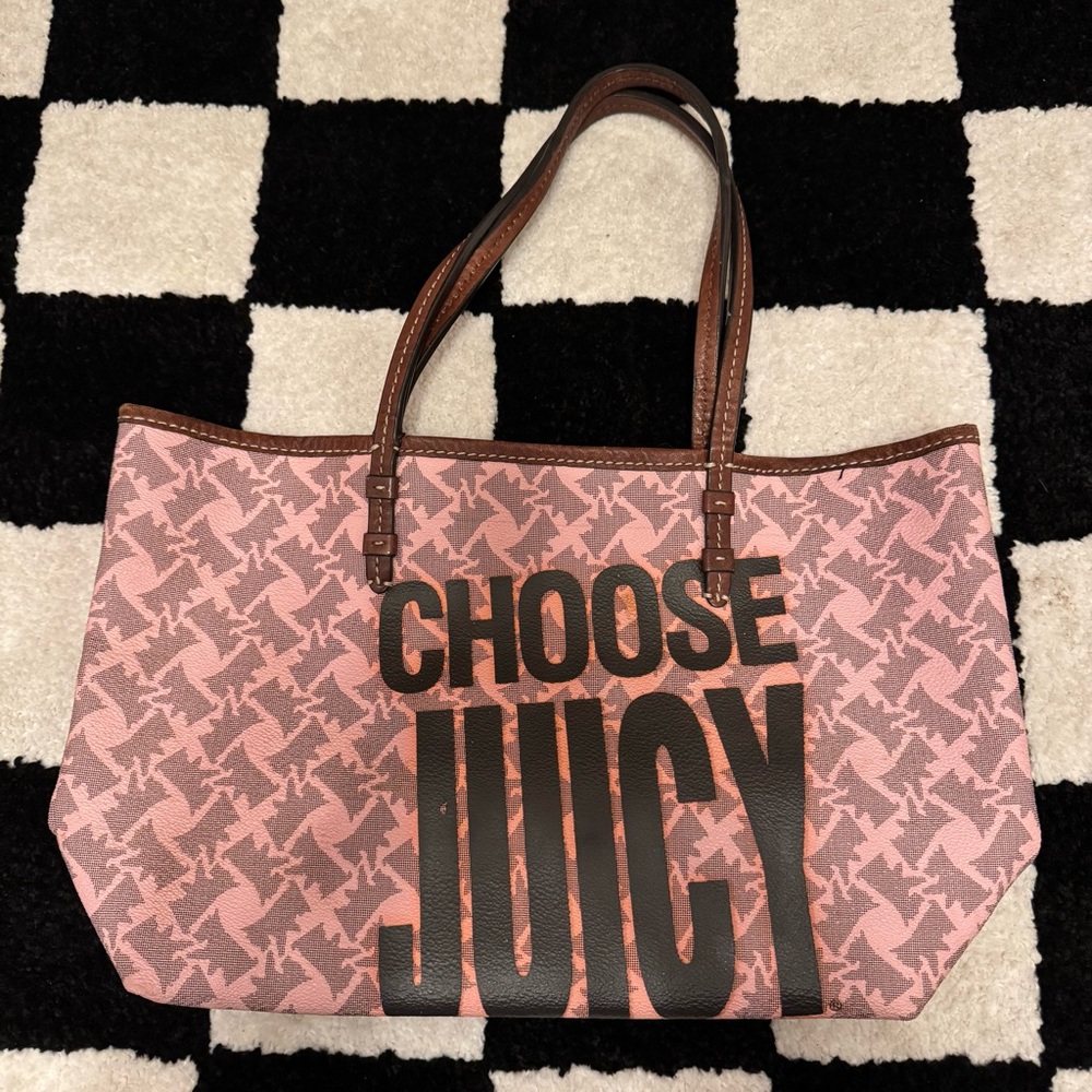 Choose Juicy Graphics Scotty Dog Purse Tote Pink